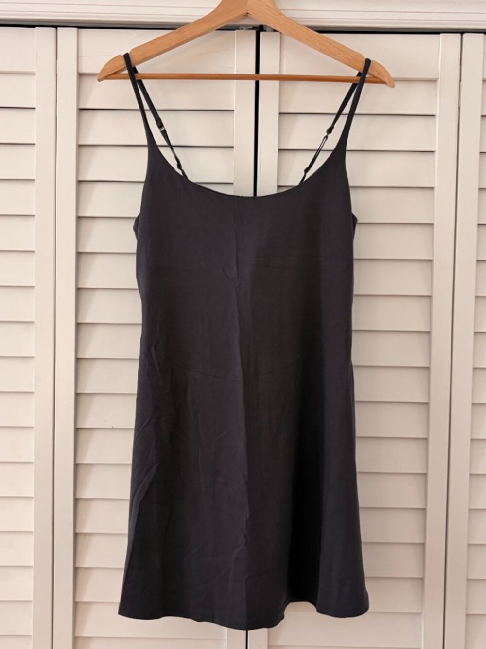 Skims Smooth Layers Scoop Neck Mini Dress Graphite